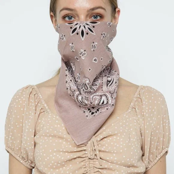 Rose Vintage paisley COTTON face mask bandana new hair scarf retro - Picture 2 of 2
